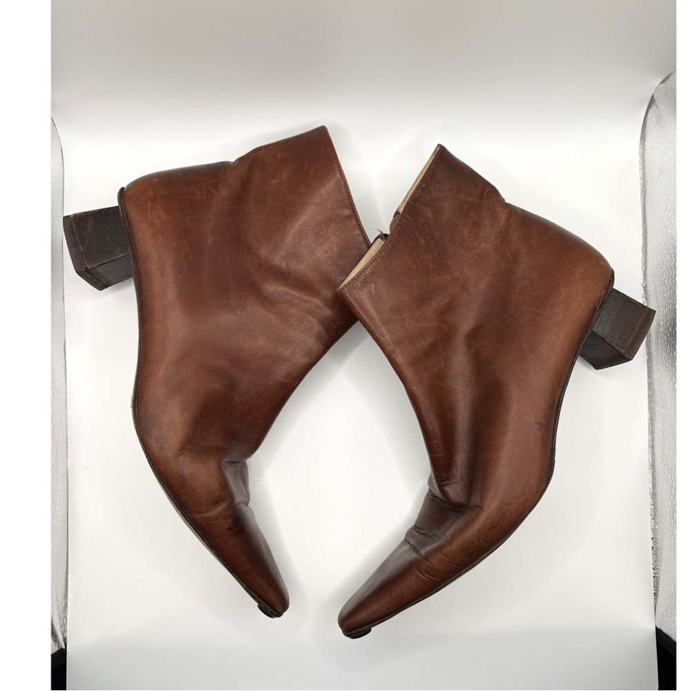 Michael Kors Collection Runway Brown Leather Booties Pointed Toe
